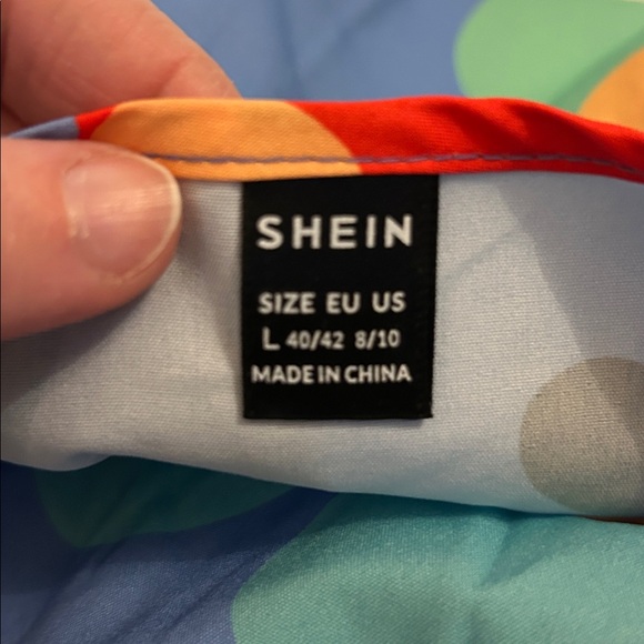 Bright Floral Blue Dress/Beach Cover, Sz L - Picture 8 of 8